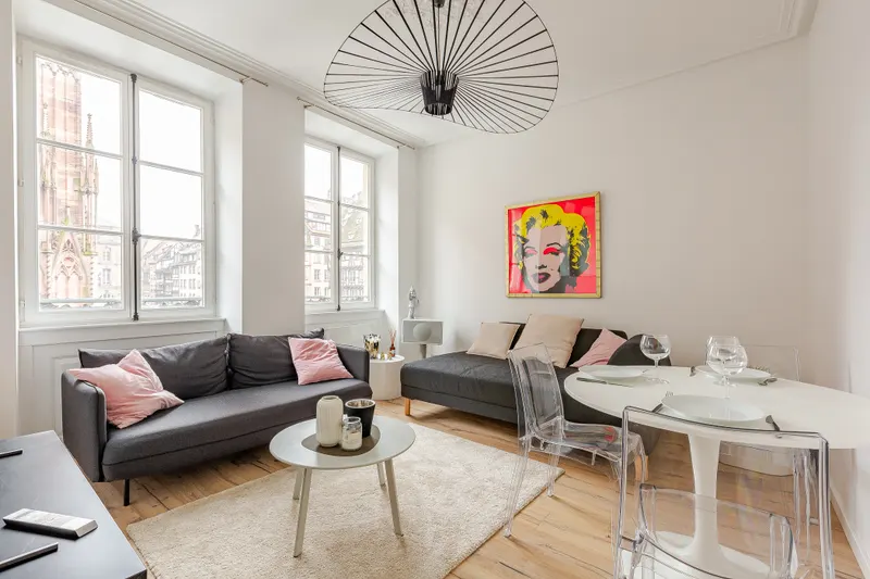 Salon d'un appartement à louer près de la cathédrale de Strasbourg
